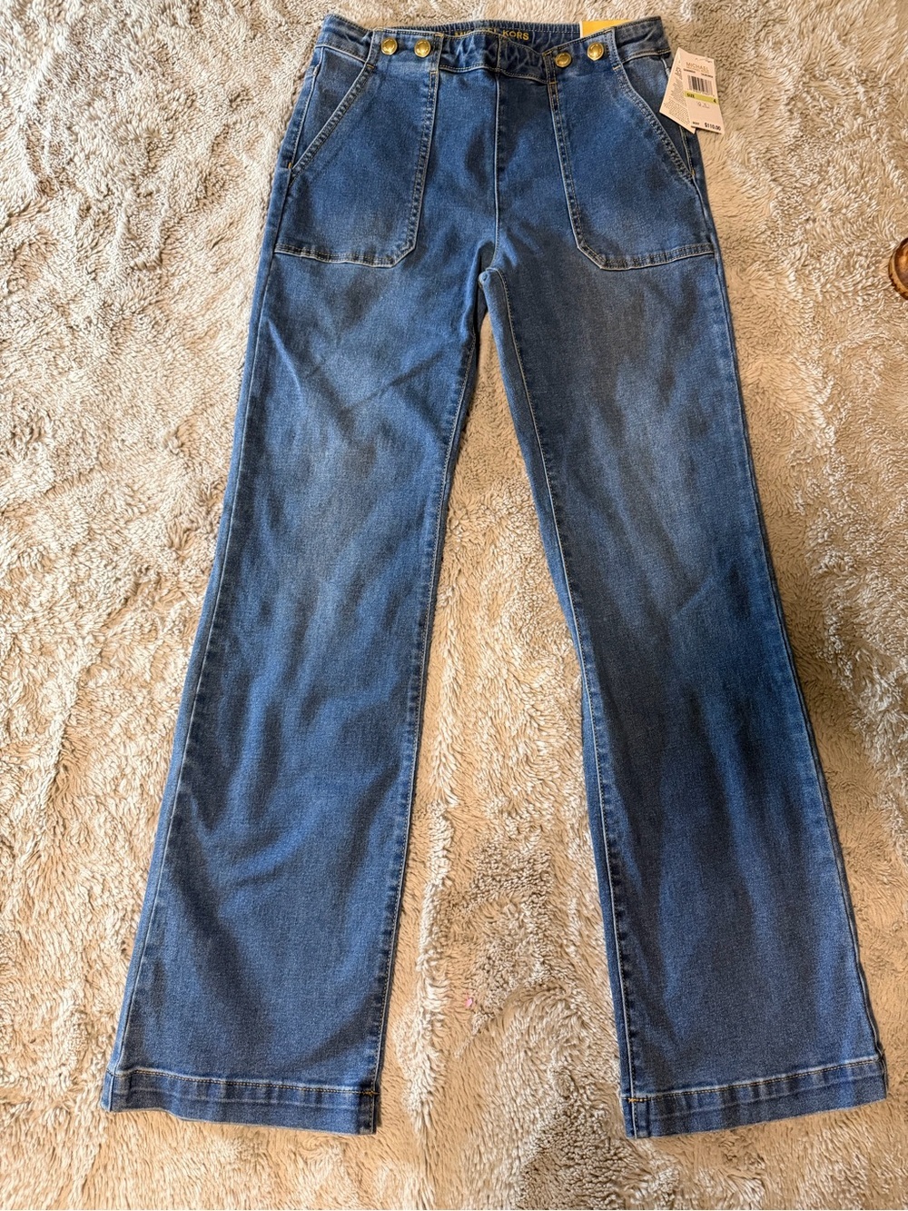 NWT Michael Michael Kors Selma High Rise Bootcut Jeans Size 4 Blue Denim